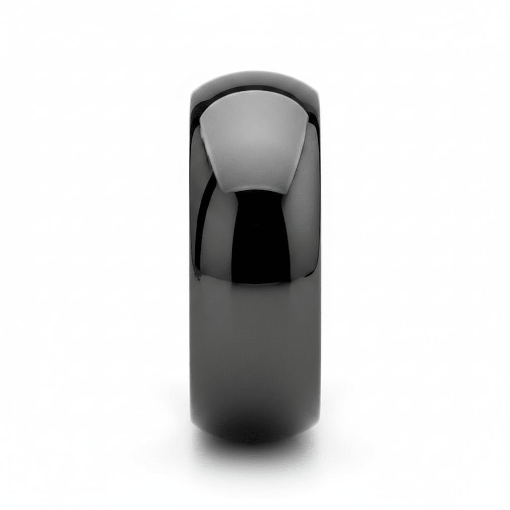 PEPPER — Front-facing straight-on view — men's tungsten wedding ring.