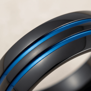 PETROS — Extreme macro detail — men's tungsten wedding ring.