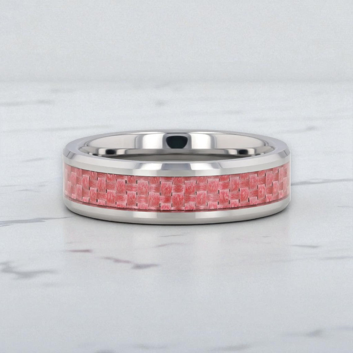 PINK Tungsten Carbide men's wedding band, image 5