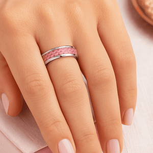 PINK Tungsten Carbide men's wedding band, image 2