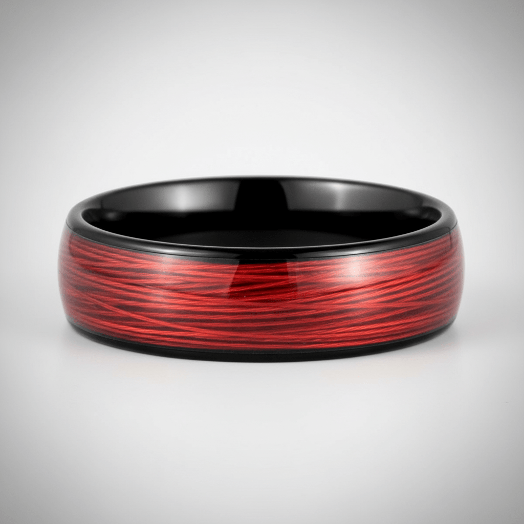 POTLATCH — Center-through axial view — men's tungsten wedding ring.
