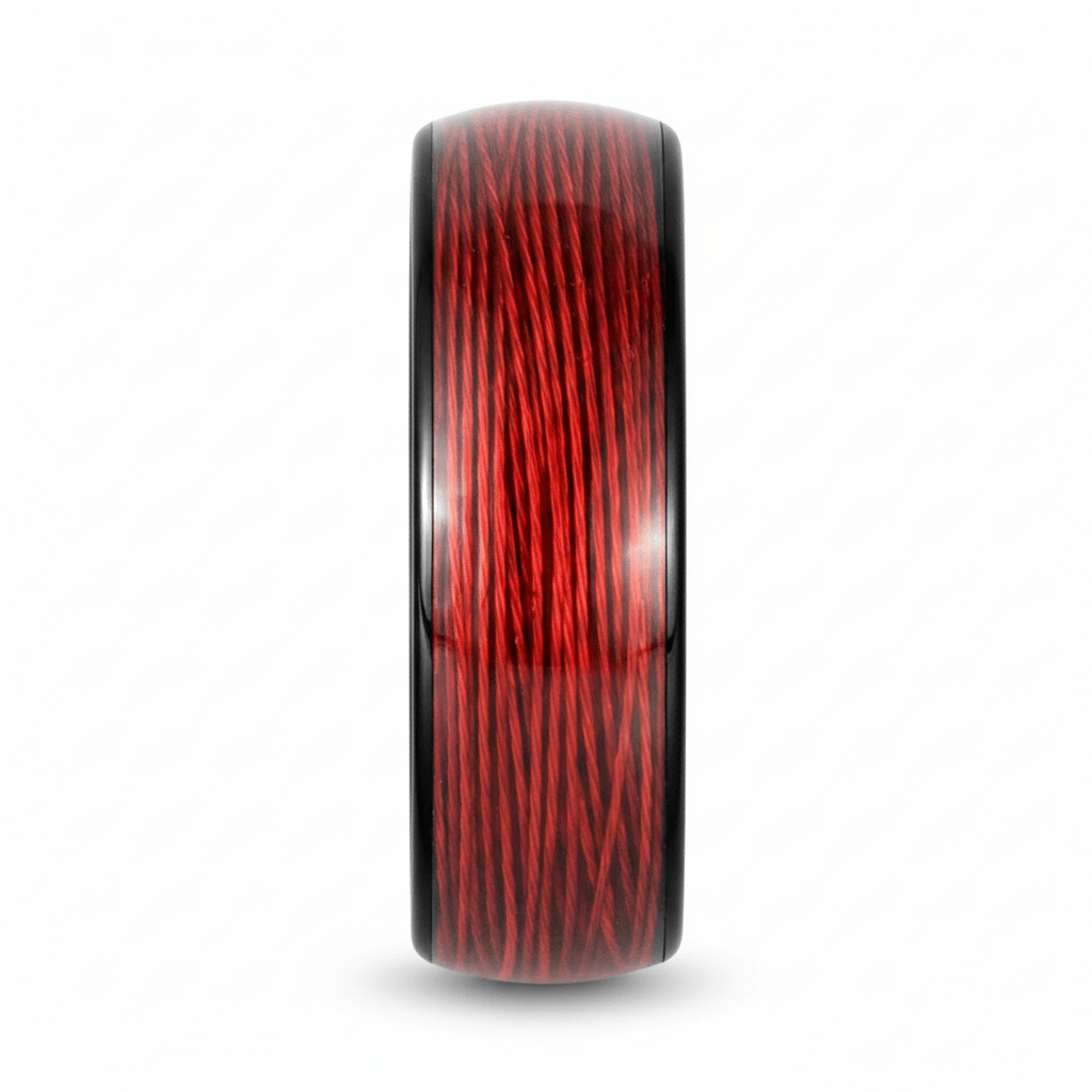POTLATCH — Front-facing straight-on view — men's tungsten wedding ring.