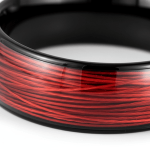 POTLATCH — Extreme macro detail — men's tungsten wedding ring.