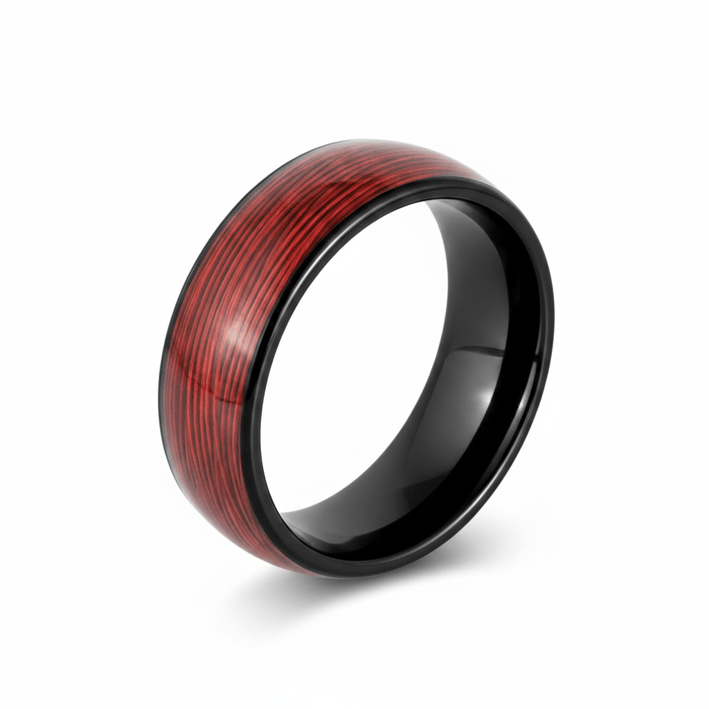 POTLATCH — Hero product shot — men's tungsten wedding ring.