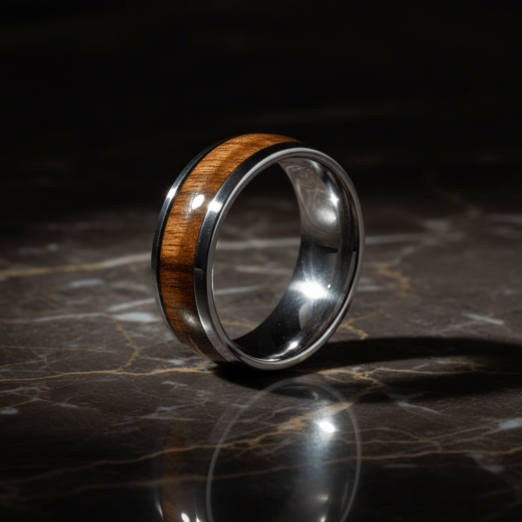 PRANCE — detail view — men's tungsten carbide wedding ring | Aydins Jewelry