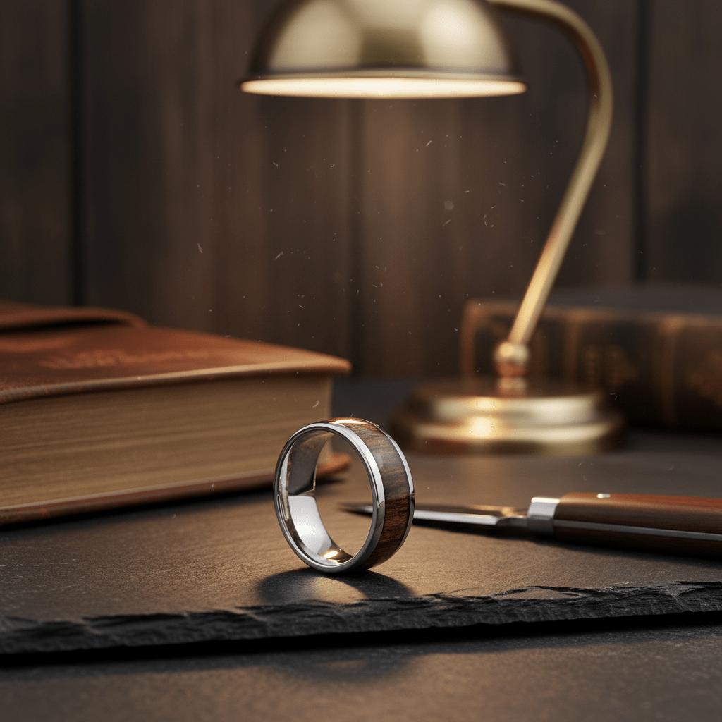 PRANCE — close-up detail — men's tungsten carbide wedding ring | Aydins Jewelry