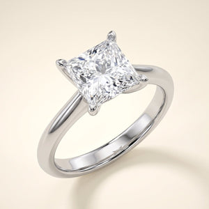 Princess lab-grown diamond solitaire engagement ring, White Gold, studio hero