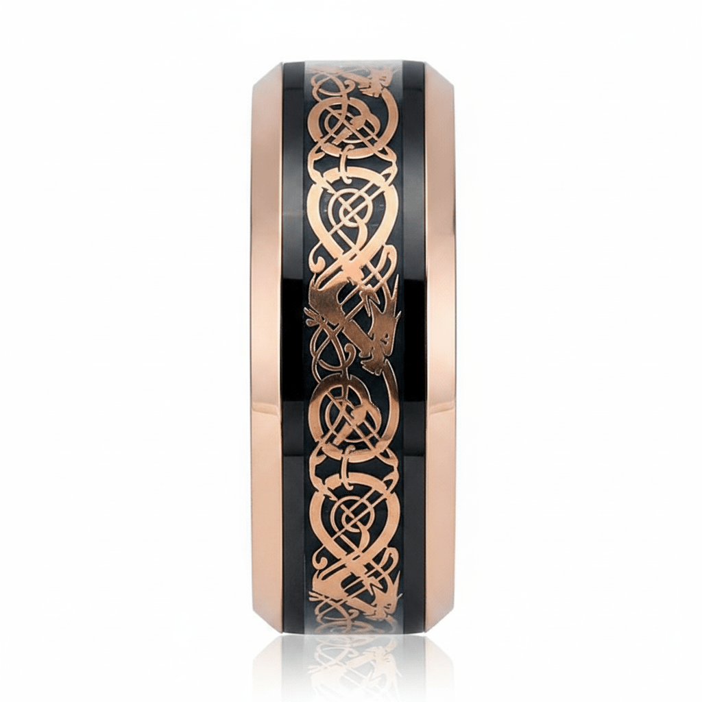 PROTO — Front-facing straight-on view — men's tungsten wedding ring.