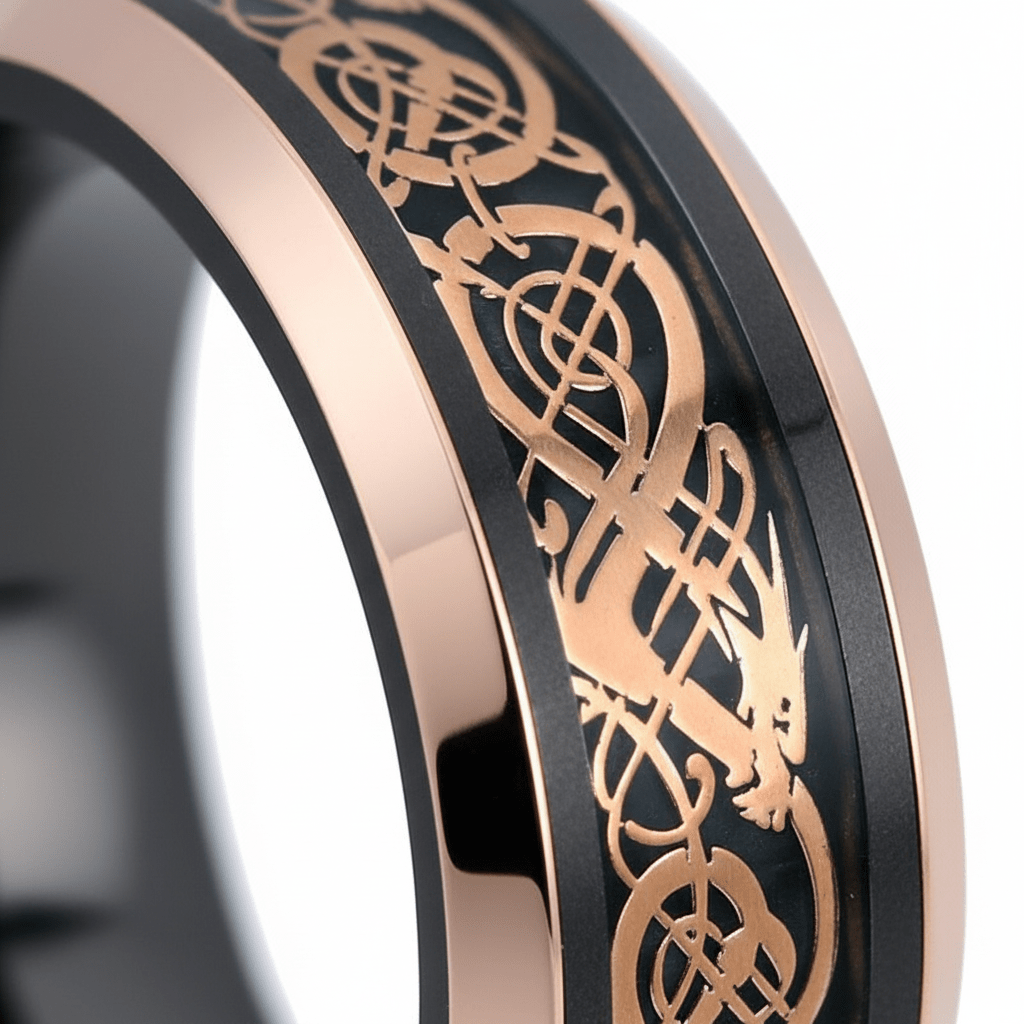 PROTO — Extreme macro detail — men's tungsten wedding ring.