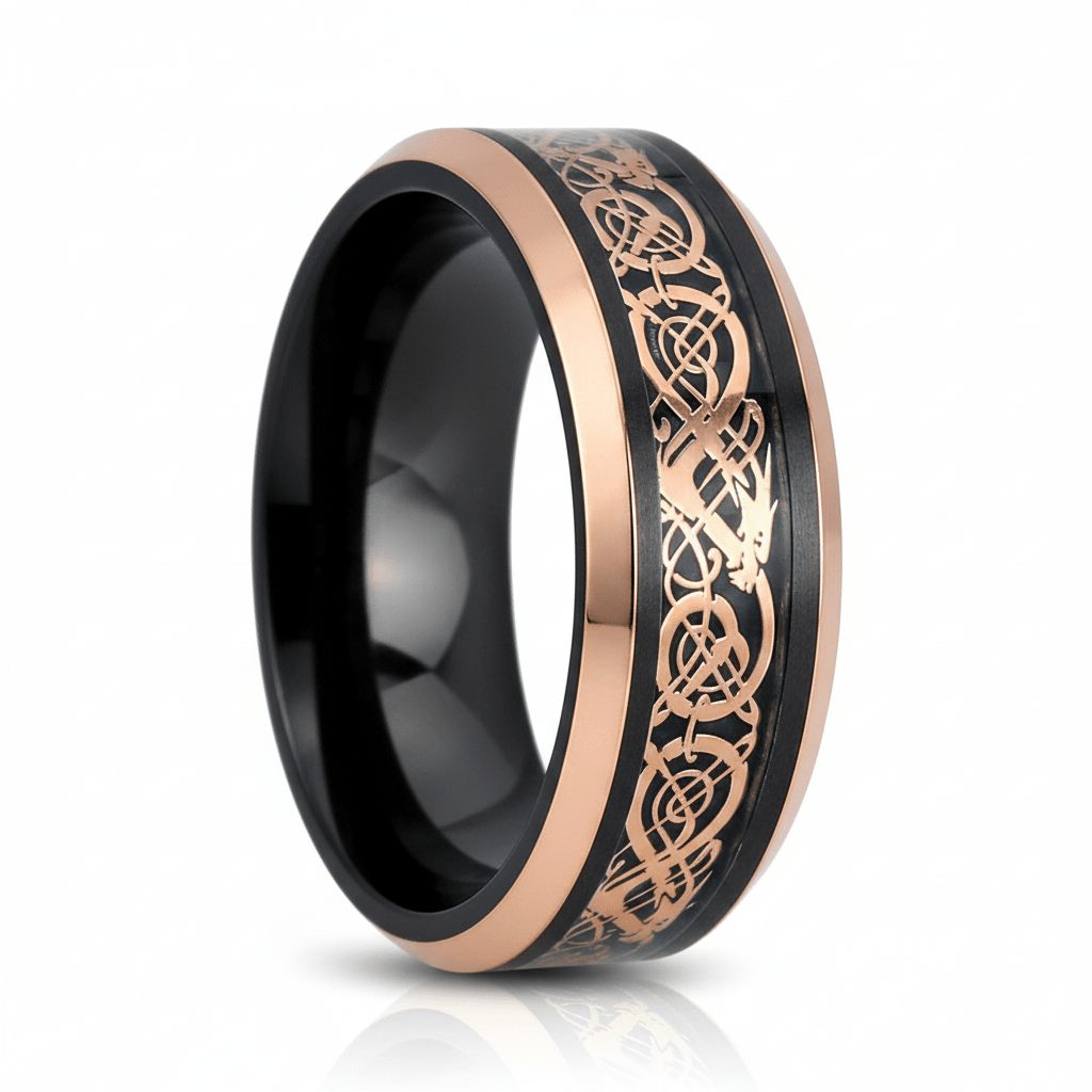 PROTO — Hero product shot — men's tungsten wedding ring.