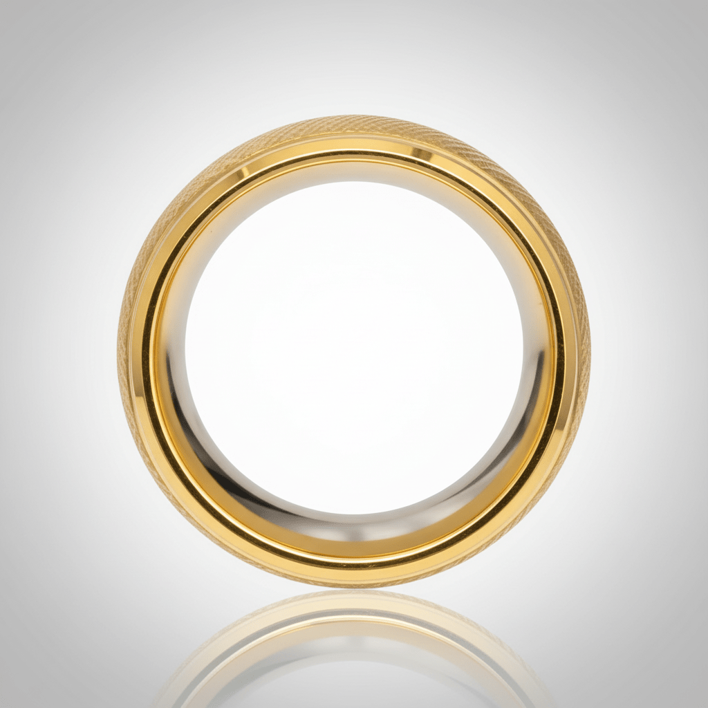 PYXIS — Center-through axial view — men's tungsten wedding ring.