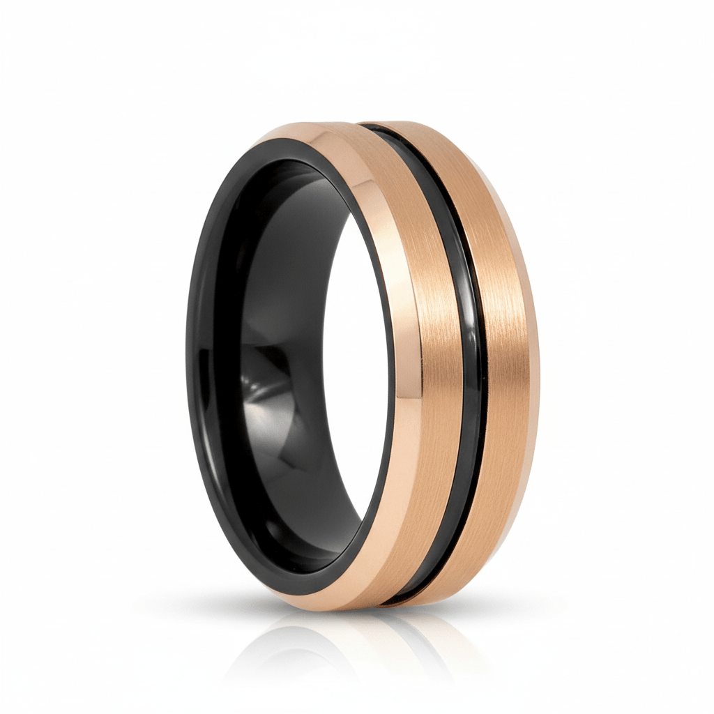 QUAKE — hero shot — men's tungsten carbide wedding ring | Aydins Jewelry