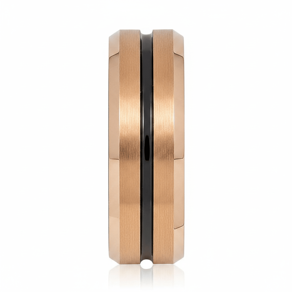 QUAKE — angled view — men's tungsten carbide wedding ring | Aydins Jewelry