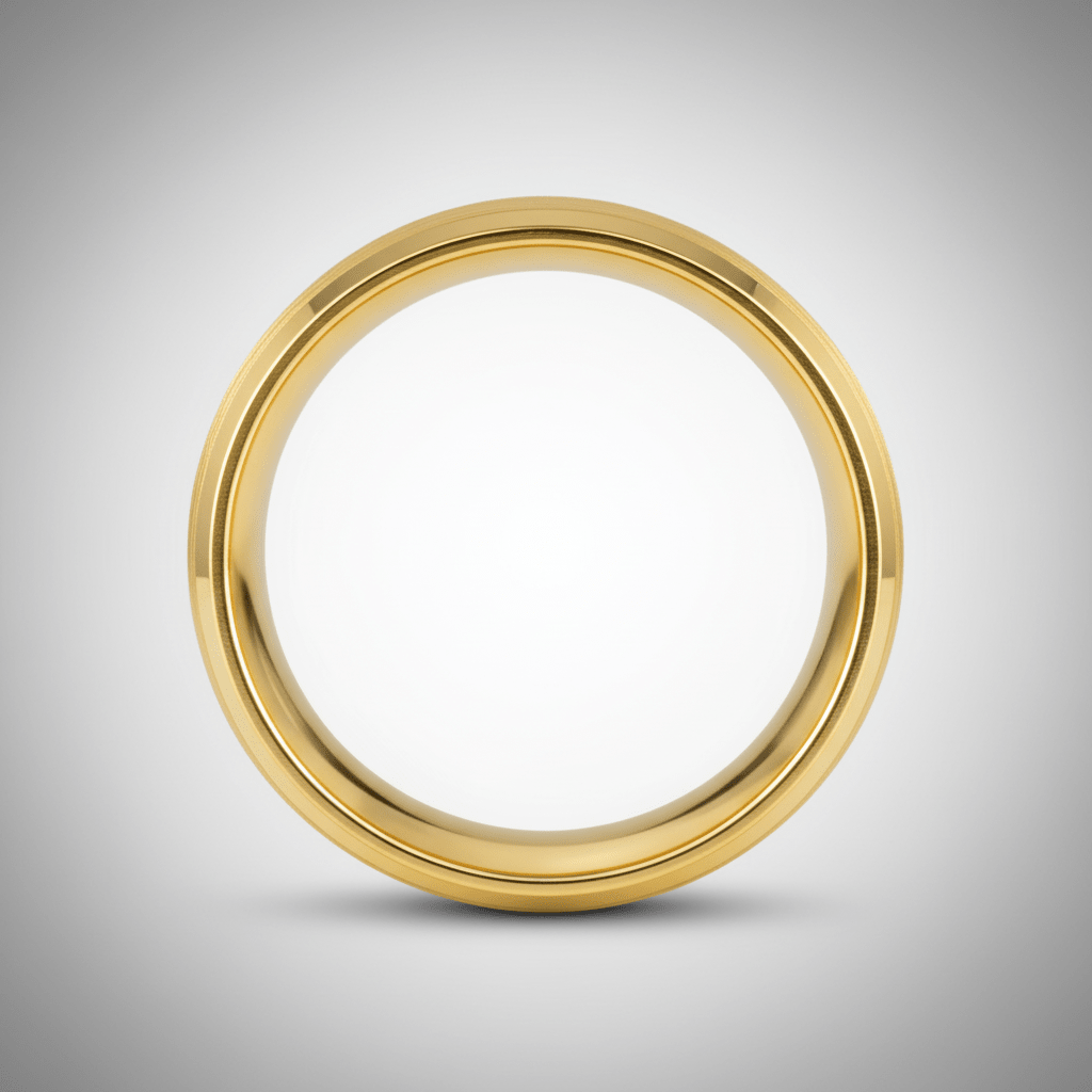 RADIANCE — Center-through axial view — men's tungsten wedding ring.