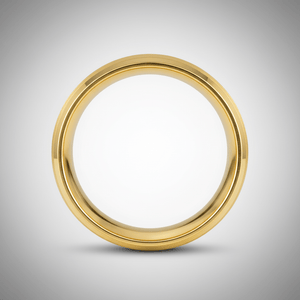 RADIANCE — Center-through axial view — men's tungsten wedding ring.