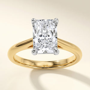 HELENA radiant lab-grown diamond ring in 14K two-tone gold, front view, approx. 1 ct center