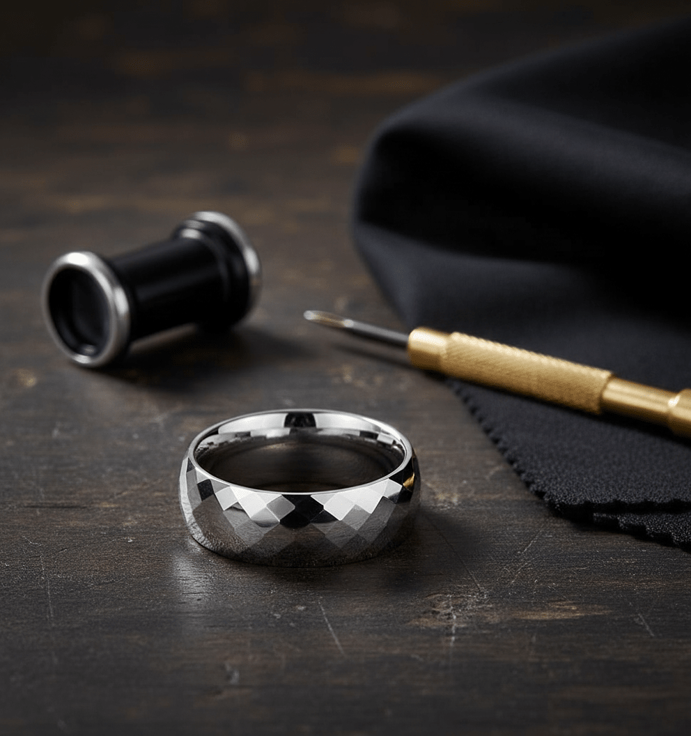 RANGER — close-up detail — men's tungsten carbide wedding ring | Aydins Jewelry