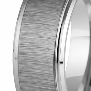 REFLECTIVA — Extreme macro detail — men's tungsten wedding ring.