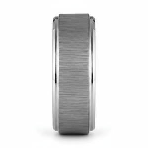 REFLECTIVA — Front-facing straight-on view — men's tungsten wedding ring.