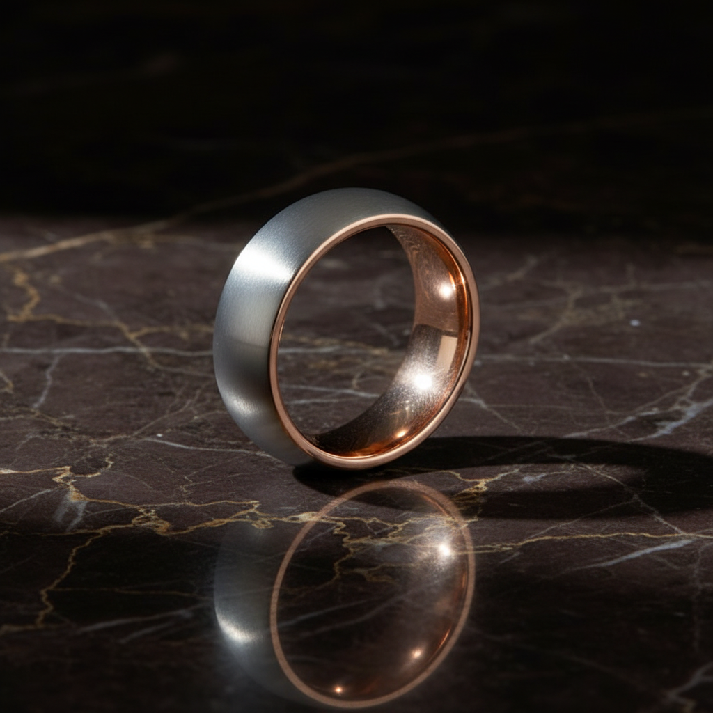REGENT — detail view — men's tungsten carbide wedding ring | Aydins Jewelry