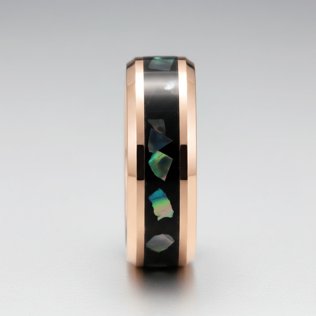 RESINOVA — Center-through axial view — men's tungsten wedding ring.