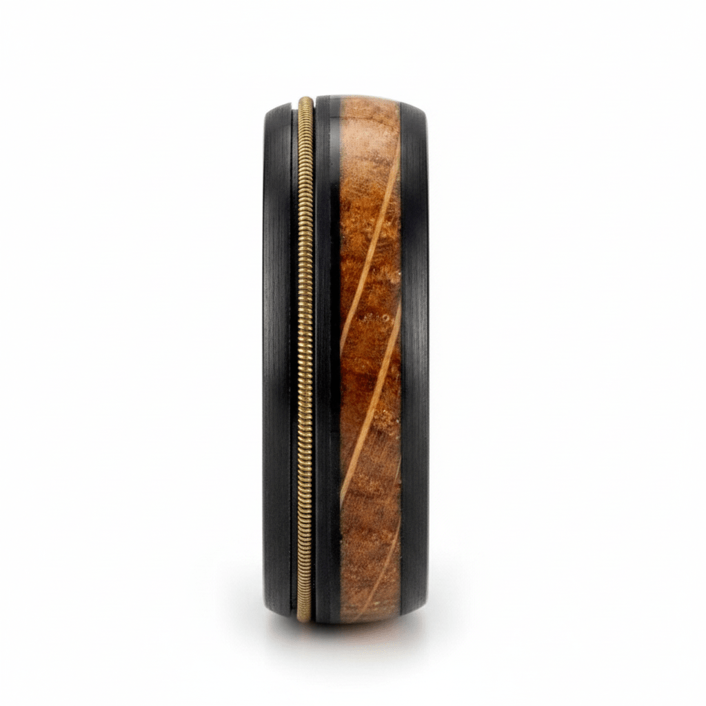 RIFFSON — Front-facing straight-on view — men's tungsten wedding ring.