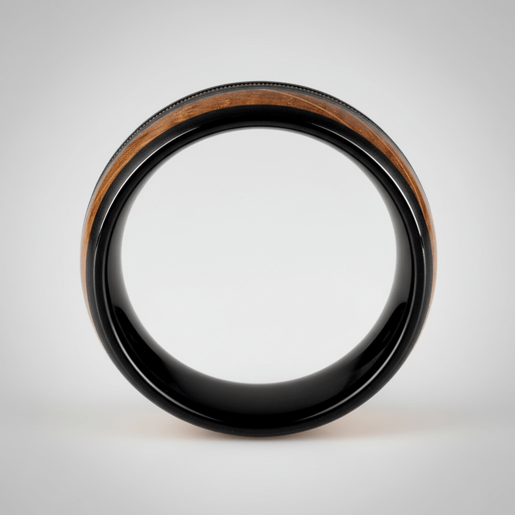 RIFFSON — Center-through axial view — men's tungsten wedding ring.