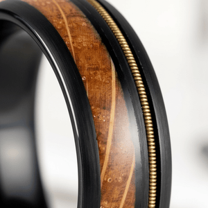 RIFFSON — Extreme macro detail — men's tungsten wedding ring.