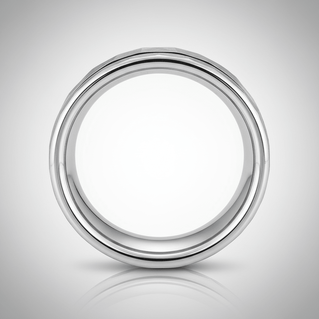 ROCCO — Center-through axial view — men's tungsten wedding ring.