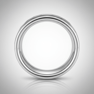 ROCCO — Center-through axial view — men's tungsten wedding ring.