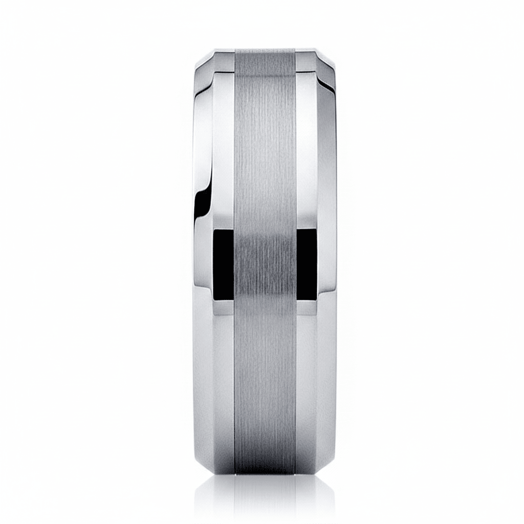 ROCK — angled view — men's tungsten carbide wedding ring | Aydins Jewelry