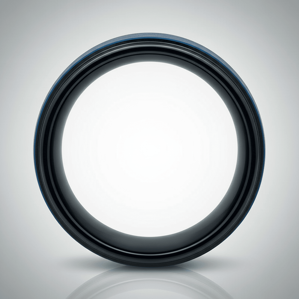 ROCKET — Center-through axial view — men's tungsten wedding ring.