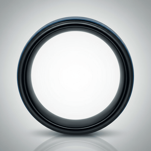 ROCKET — Center-through axial view — men's tungsten wedding ring.