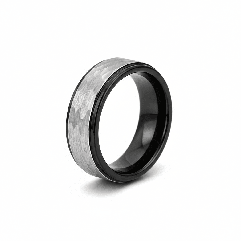 ROCKY — hero shot — men's tungsten carbide wedding ring | Aydins Jewelry