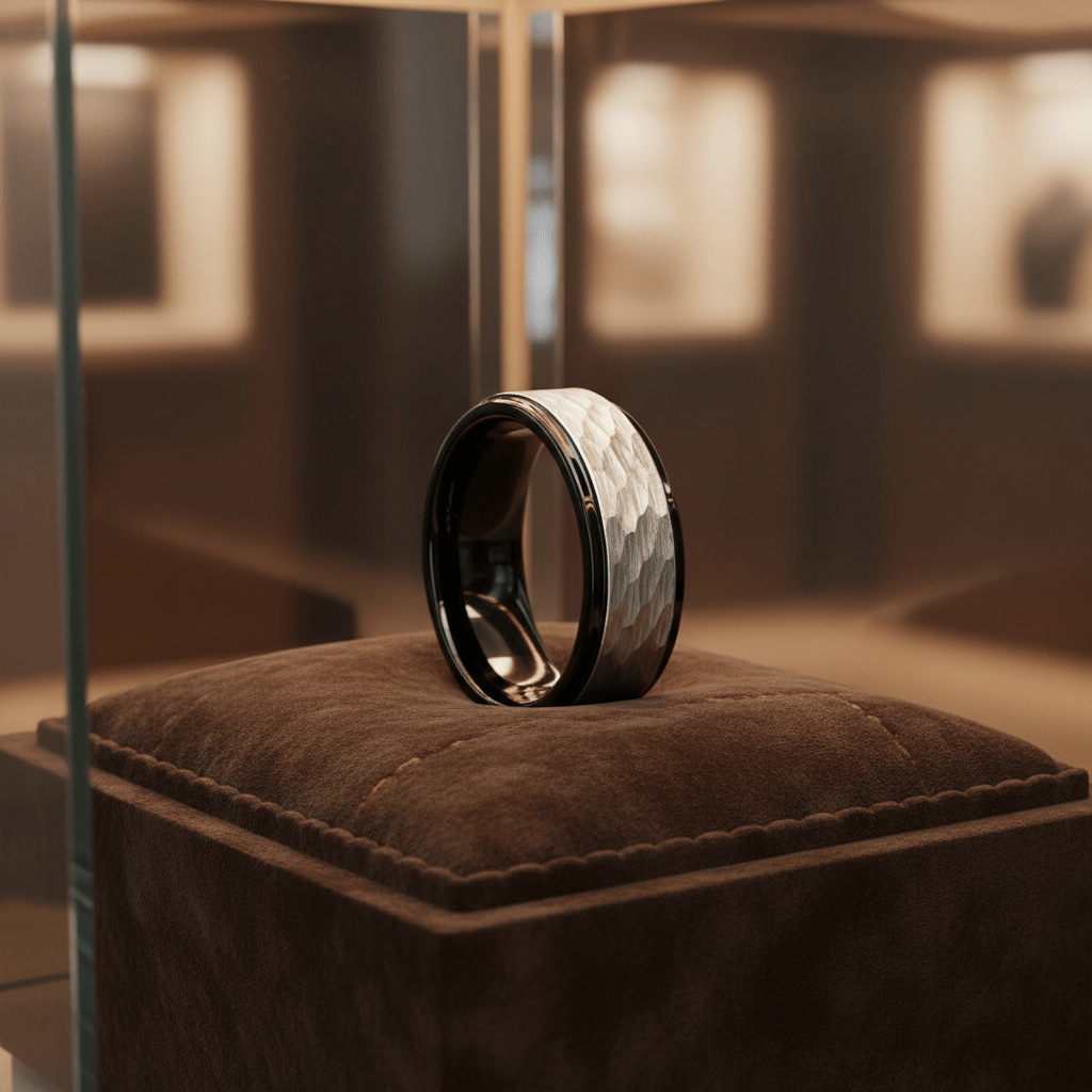 ROCKY — display shot — men's tungsten carbide wedding ring | Aydins Jewelry