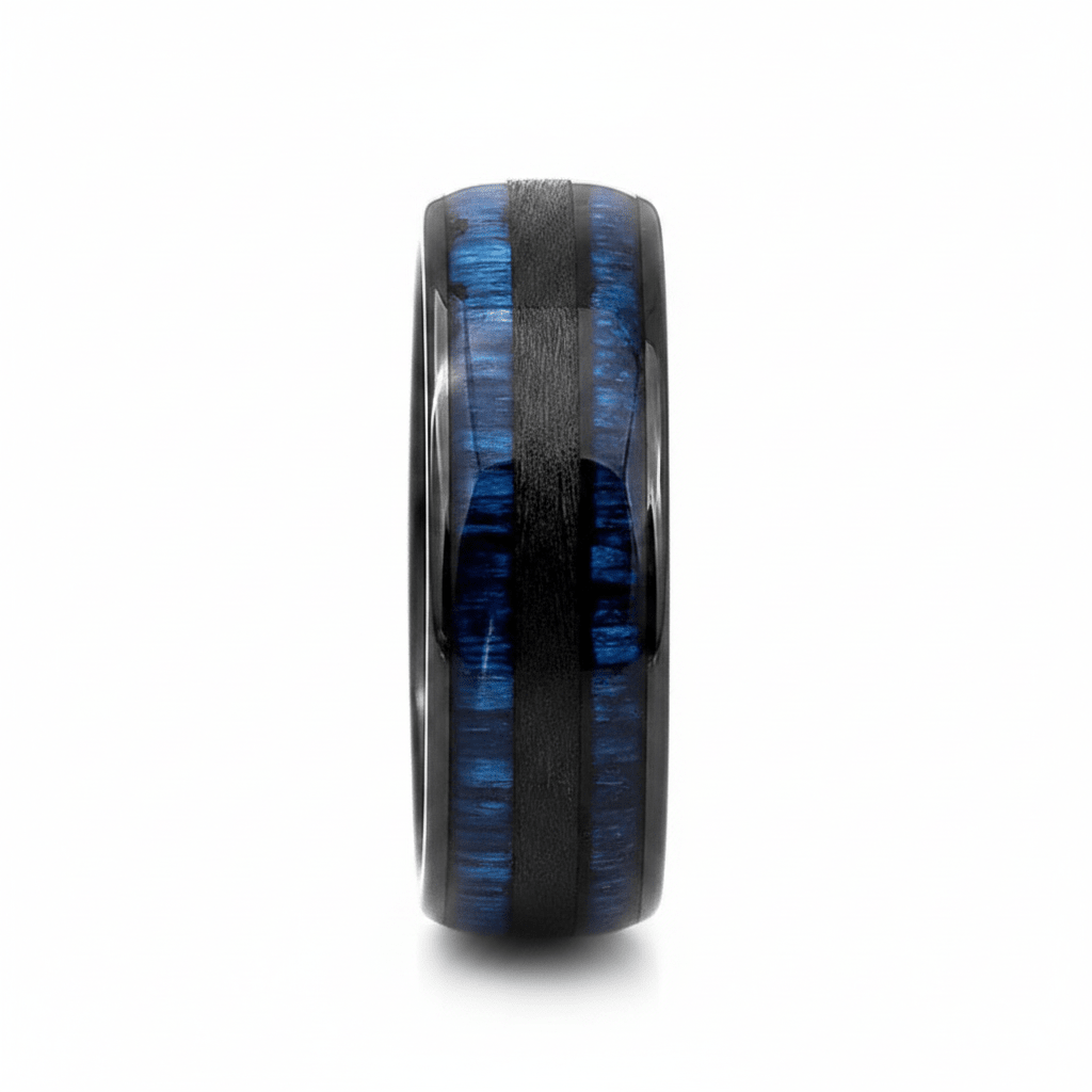 ROMEO — Front-facing straight-on view — men's tungsten wedding ring.