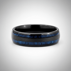 ROMEO — Center-through axial view — men's tungsten wedding ring.