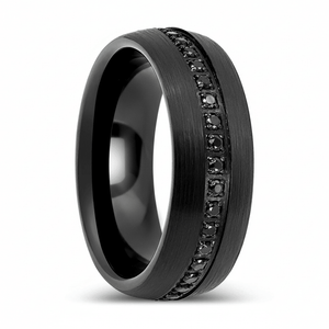 SANCHO — Hero product shot — men's tungsten wedding ring.