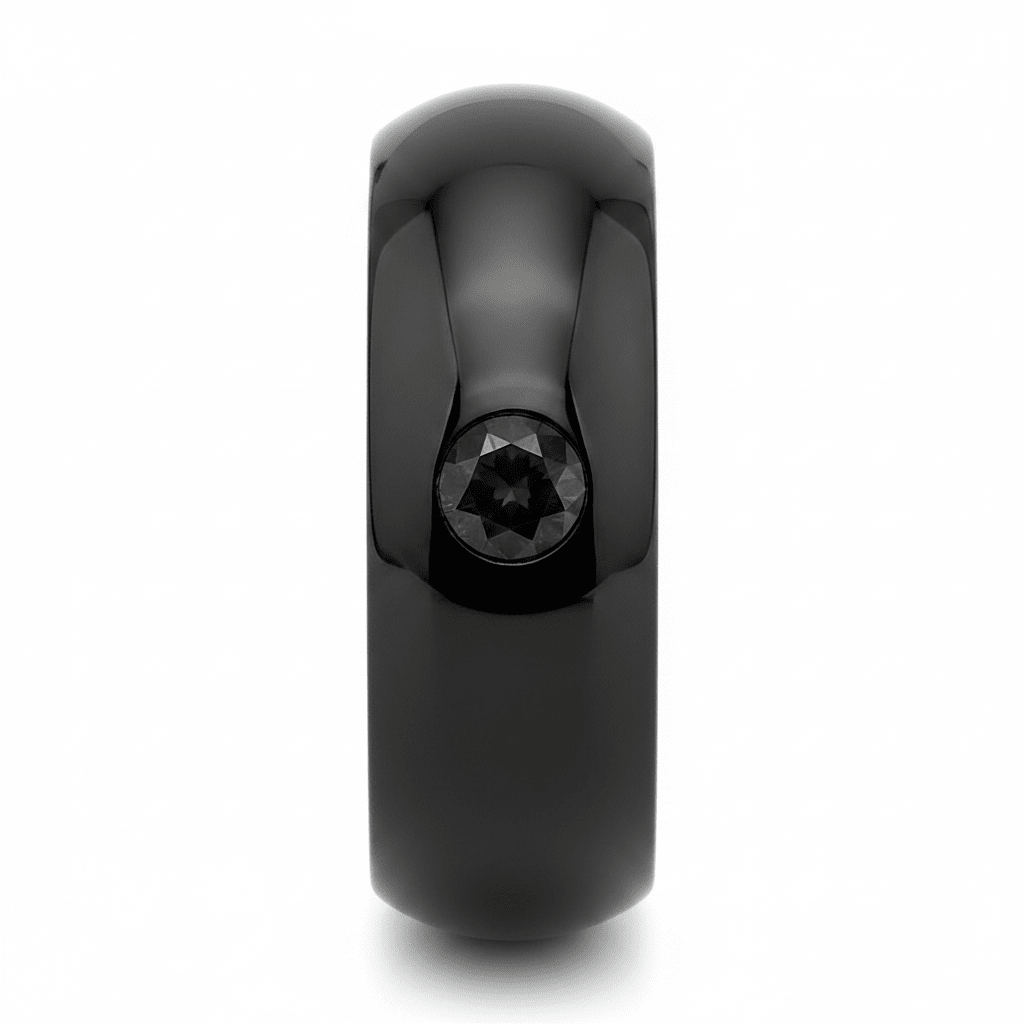 SANCHO — Front-facing straight-on view — men's tungsten wedding ring.