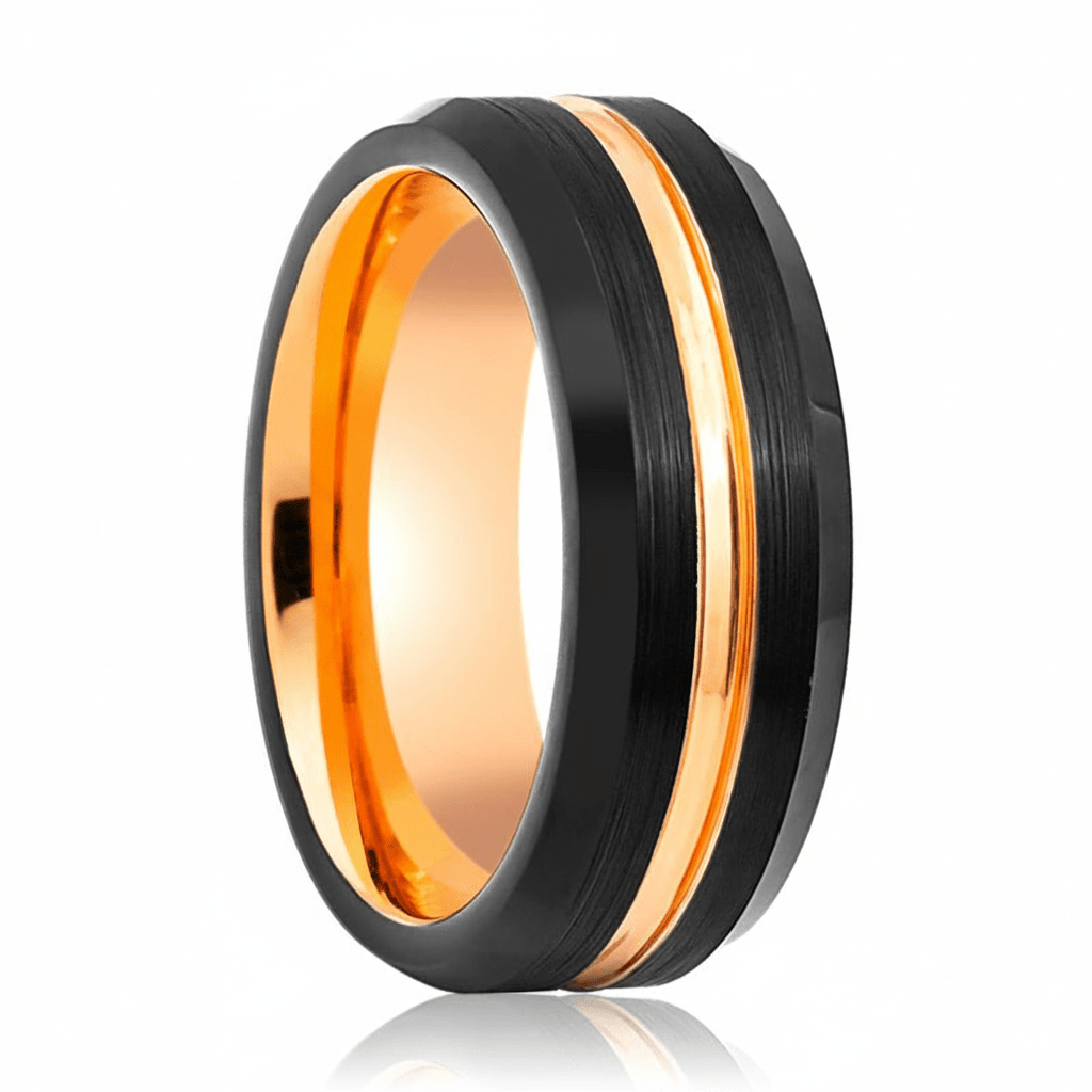 SENNA — Hero product shot — men's tungsten wedding ring.