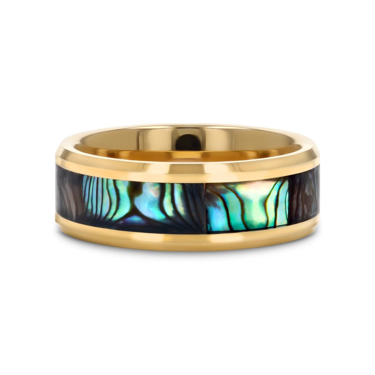 SHORELINE gold-plated tungsten carbide ring, top view