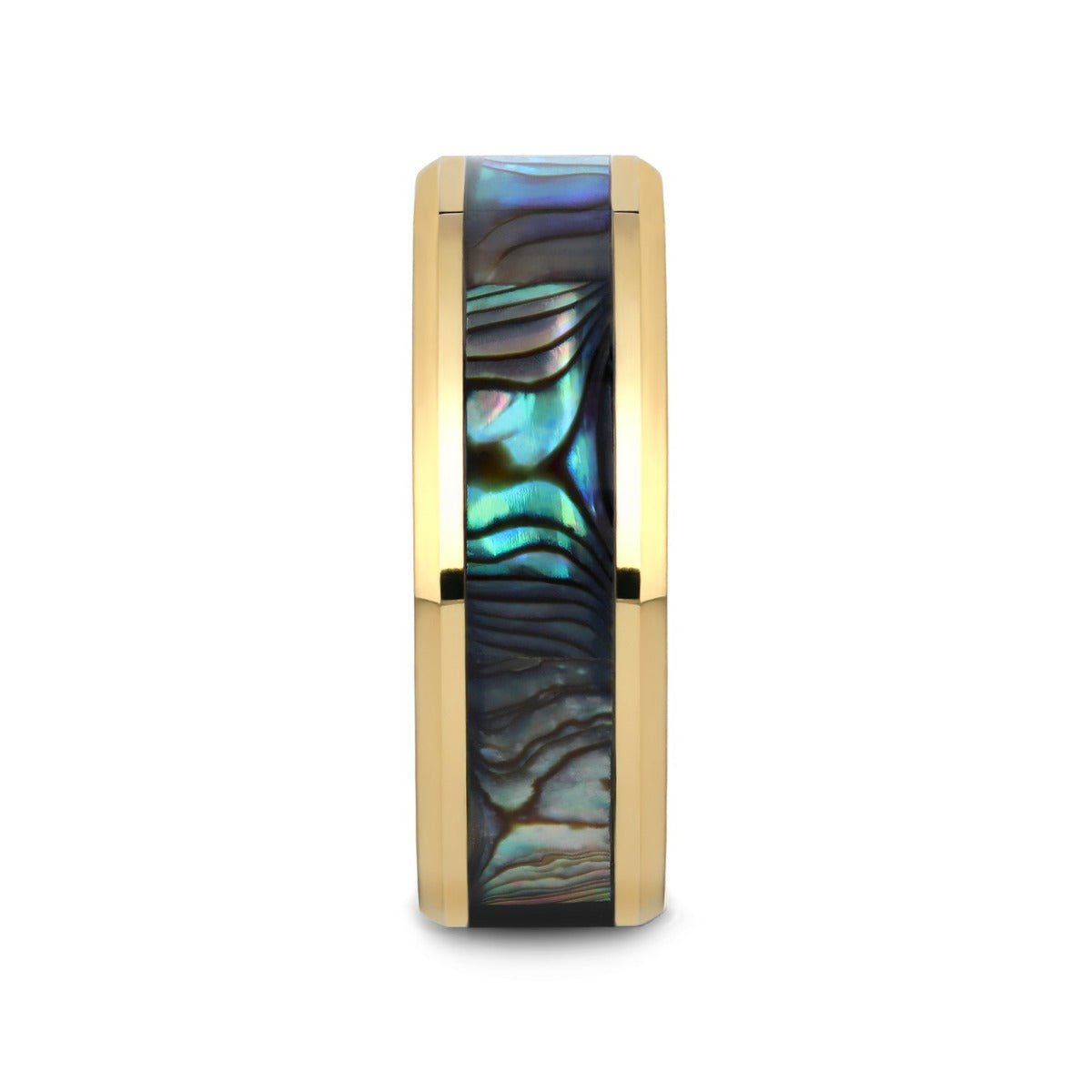 SHORELINE gold-plated tungsten carbide ring, front view