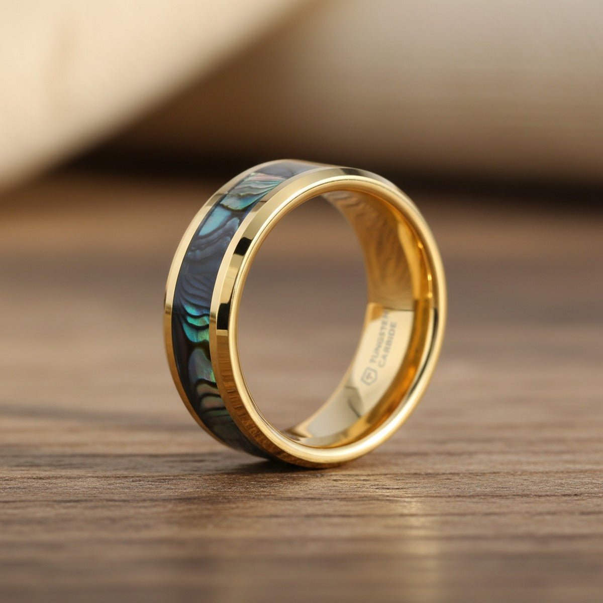 SHORELINE gold-plated tungsten carbide ring, scene lifestyle
