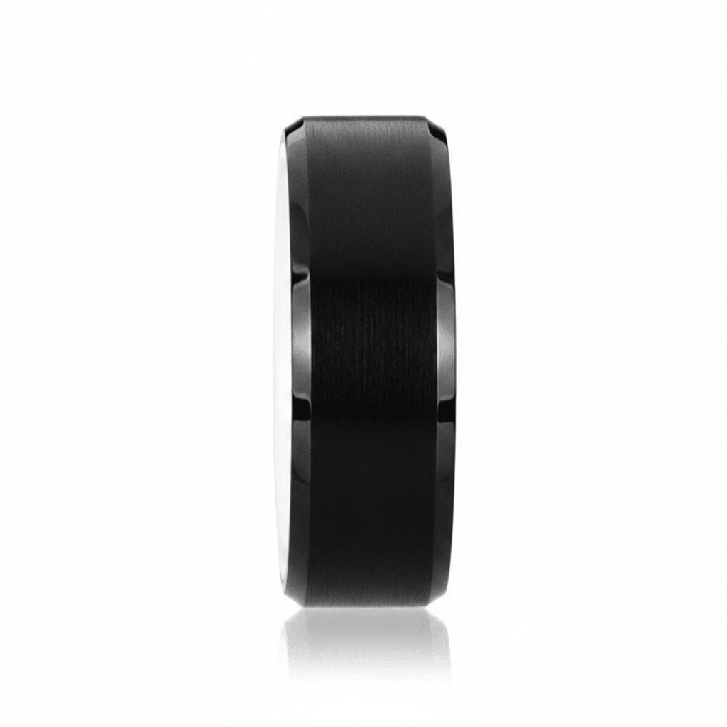 SIGMA — Front-facing straight-on view — men's tungsten wedding ring.