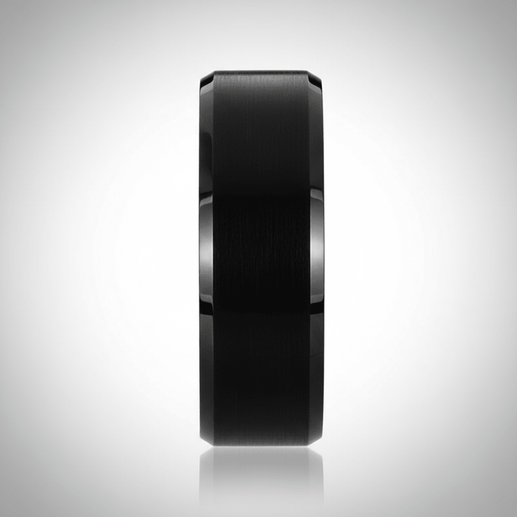 SIGMA — Center-through axial view — men's tungsten wedding ring.