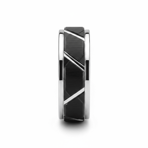 SILVERTROID — angled view — men's tungsten carbide wedding ring | Aydins Jewelry