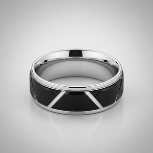 SILVERTROID — alternate angle — men's tungsten carbide wedding ring | Aydins Jewelry