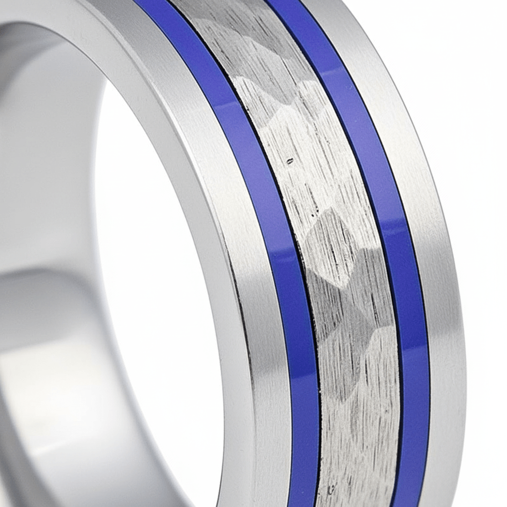 SKYFORCE — close-up detail — men's tungsten carbide wedding ring | Aydins Jewelry