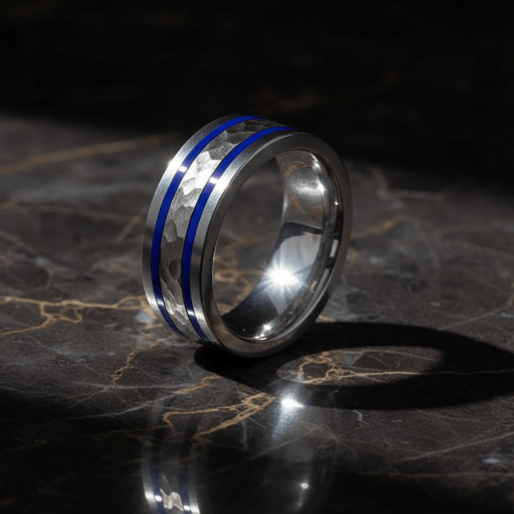 SKYFORCE — detail view — men's tungsten carbide wedding ring | Aydins Jewelry
