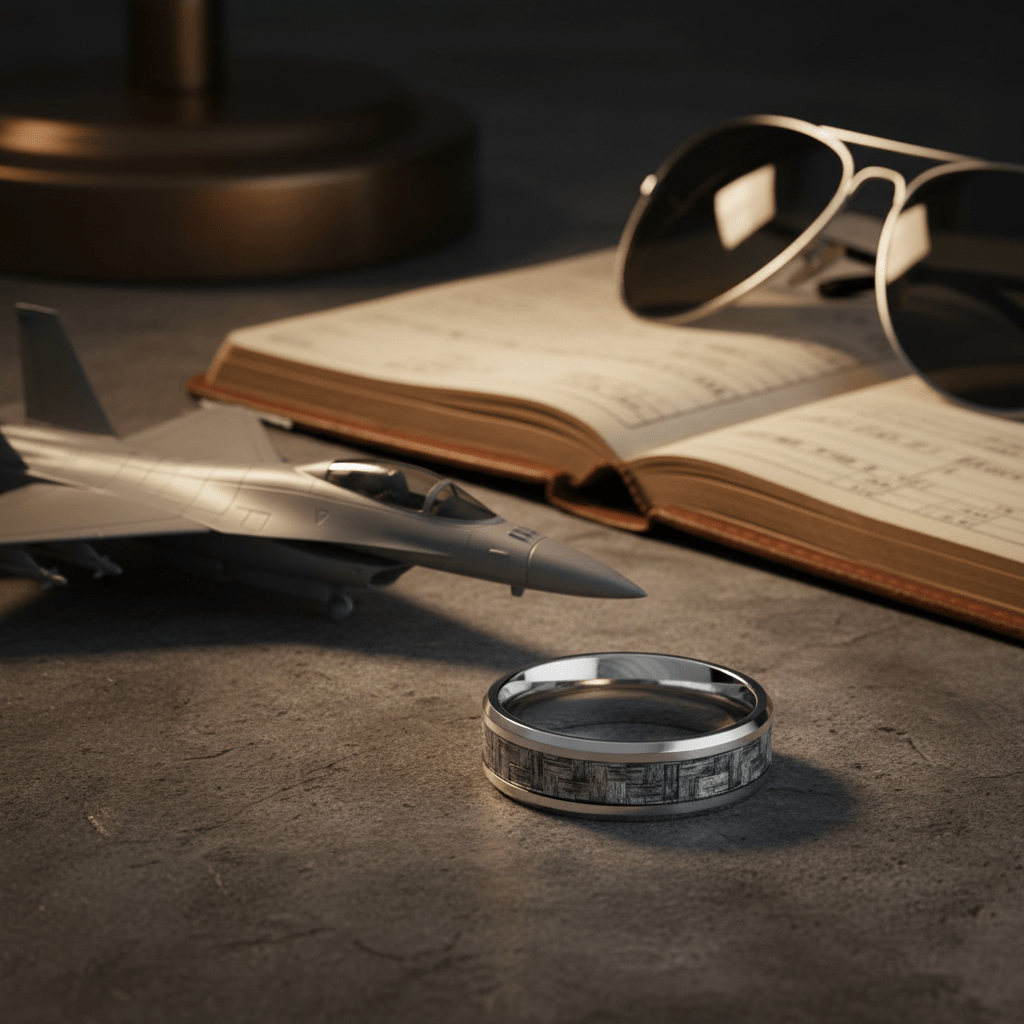 SKYLO — close-up detail — men's tungsten carbide wedding ring | Aydins Jewelry